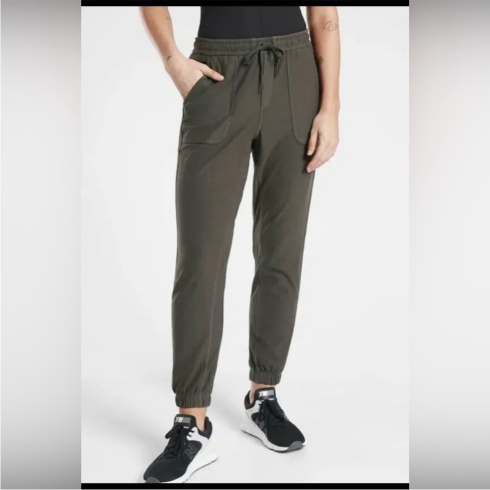 Athleta Womens Farallon Jogger Pants Size 0 Gray Pockets Gray Charcoal Tie Waist